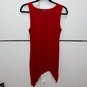 Bright Red Side Slit Dress
